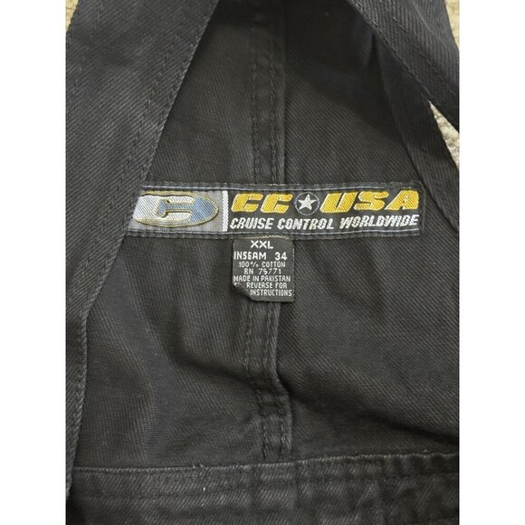 VINTAGE DEADSTOCK Womens Black Jean Denim Overalls Jumpsuit 38x34 Paint 90s Y2k - Picture 3 of 12